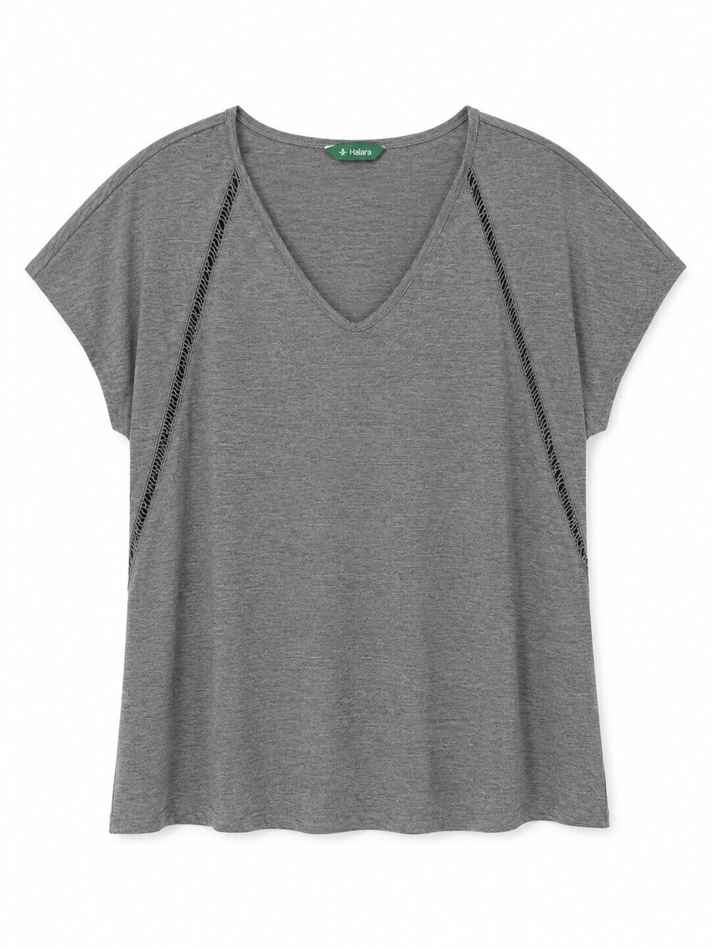 Halara Women’s Gray V-Neck Short Sleeve Relaxed Top Size L NWT